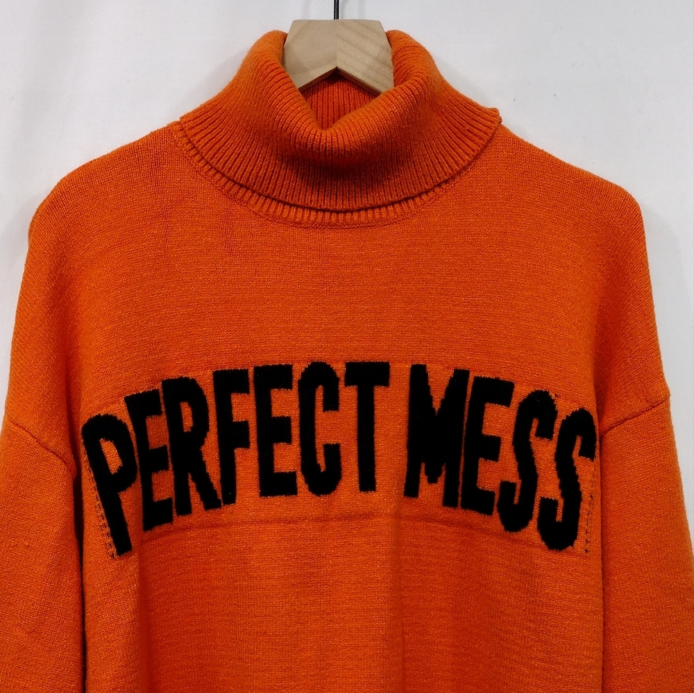 Adika Perfect Mess Turtleneck Sweater Womens M/L Orange Retro 90s Casual Comfy - Picture 2 of 8